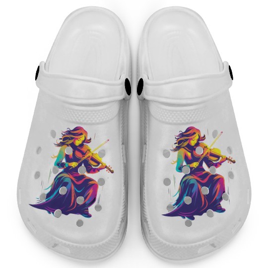 Violin Girl Retrowave Clogs