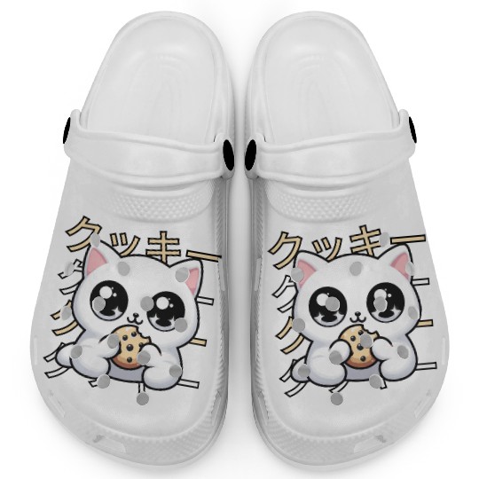 Cute Cat Japanese Kawaii Anime Cat with Cookie Clogs