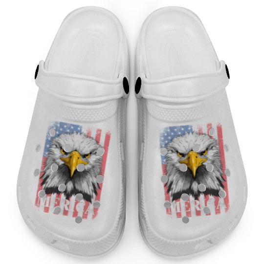 American Flag Patriotic Eagle 4th of July Merica Clogs