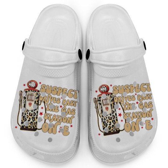 Funny Gas Station Leopard Print Design Clogs