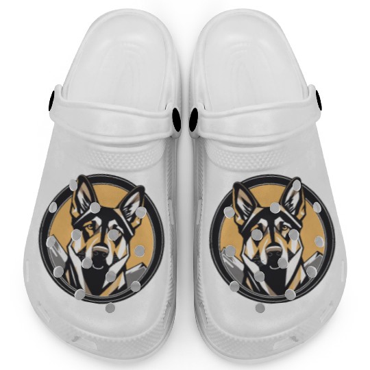 German Shepherd in Nature Clogs