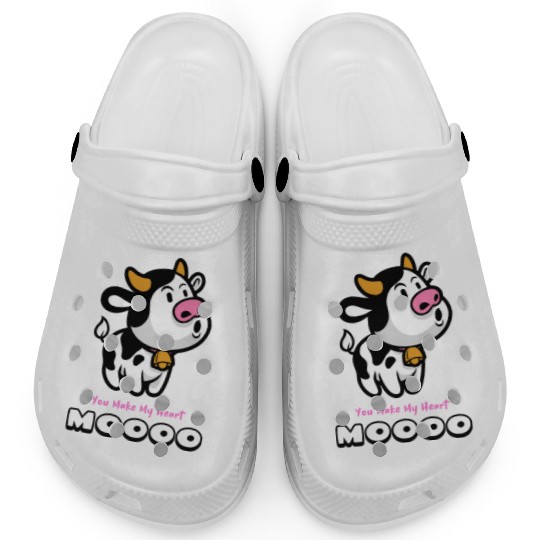 You Make My Heart Moo! Cow Valentines Day Clogs
