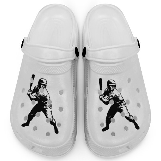 Baseball Player Black And White Clogs