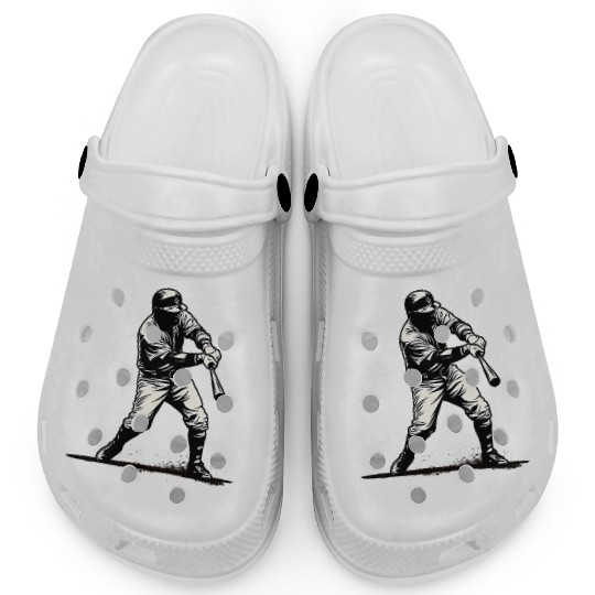 Baseball Player Black And White Clogs