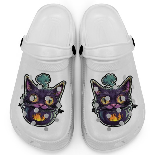 Cat Boiler Cat Witch Halloween Clogs
