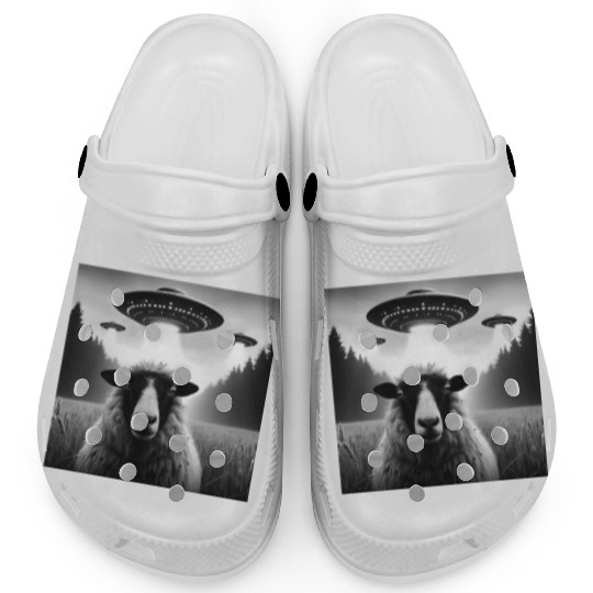 Sheep ram, lamb Funny Graphic Selfie with UFOs Wei Clogs