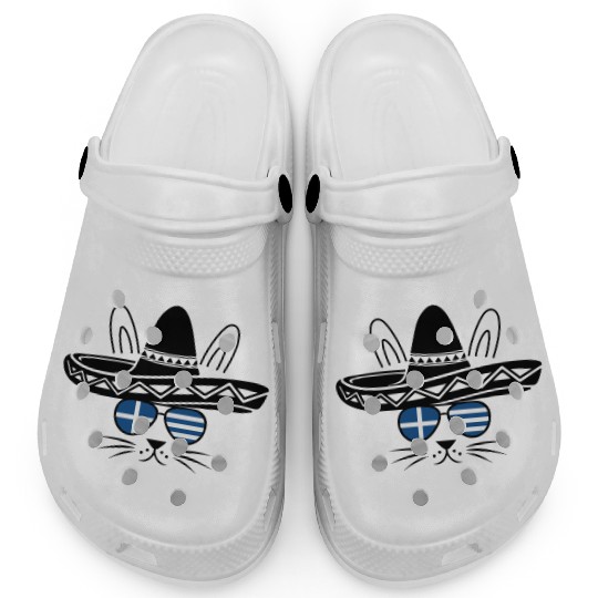 Rabbit Bunny Easter Greece Flag Funny Easter Clogs