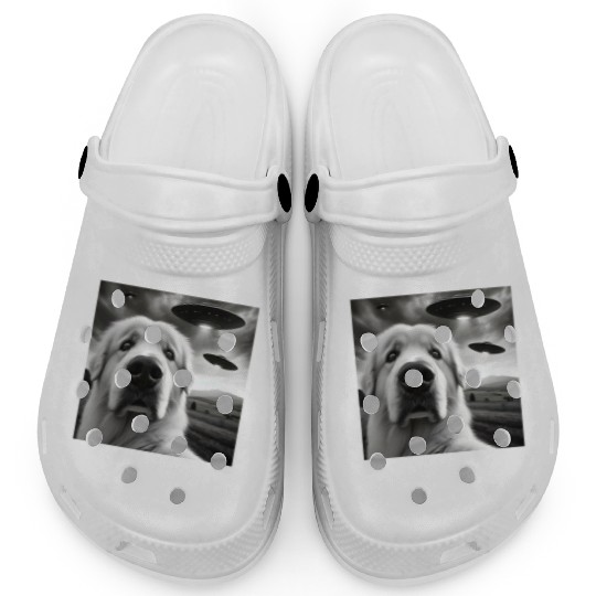 Great Pyrenees Funny Graphic Selfie with UFOs Weir Clogs