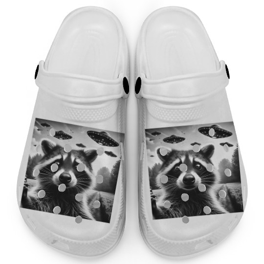 Racoon trash panda Funny Graphic Selfie UFOs Weir Clogs