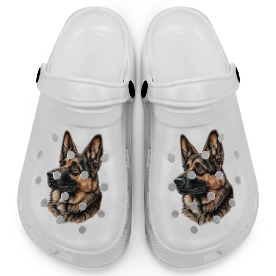 Serious Face German Shepherd Dog Head Clogs