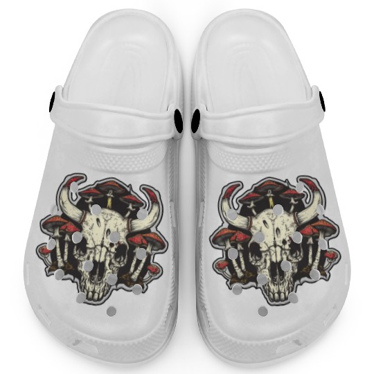 Skull Mushrooms Natural Motif Clogs