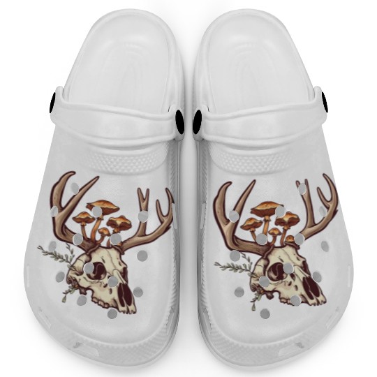Skull Mushrooms Natural Motif Clogs