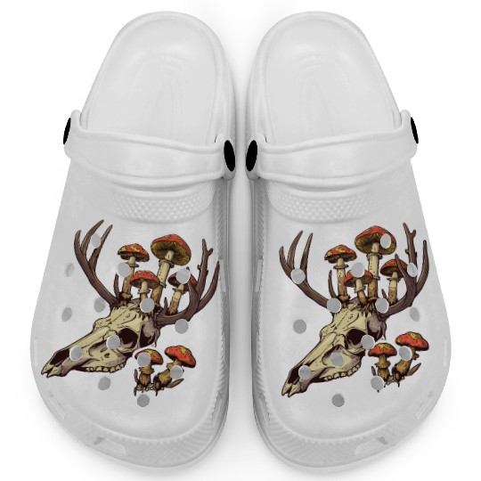 Skull Mushrooms Natural Motif Clogs
