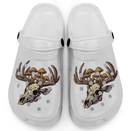 Skull Mushrooms Natural Motif Clogs