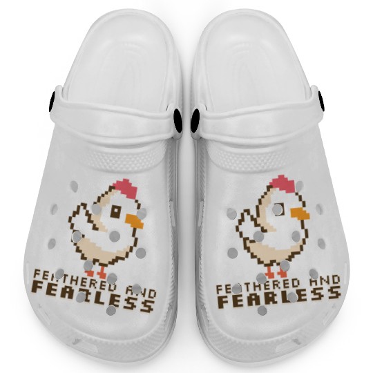 Feathered and Fearless: Bold 8-Bit Chicken Clogs
