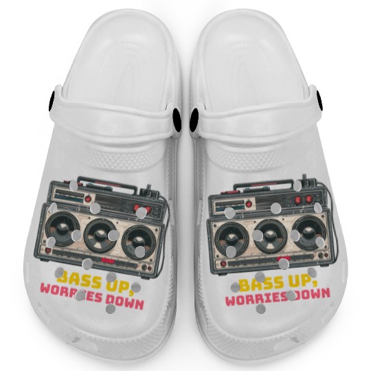 Bass up , worries down, sound system Clogs