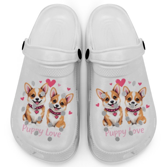 Valentines Day - Puppy Love Corgi dog Clogs