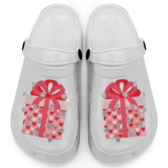 Hearts Gift Box Pattern Design Clogs