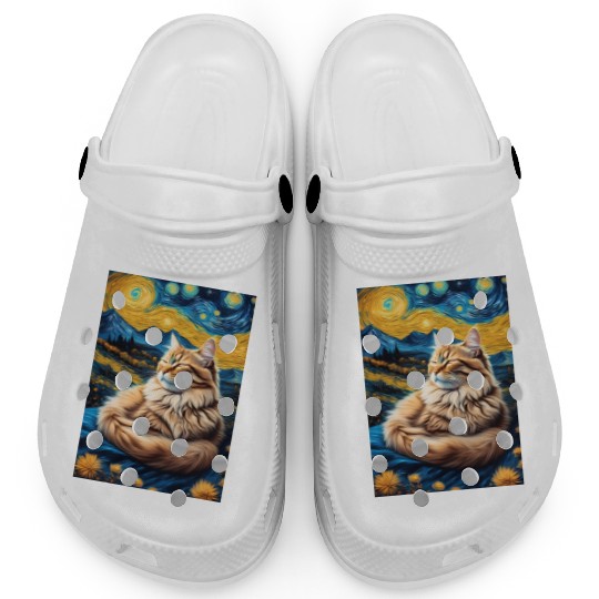 Cat painting red black cat Clogs