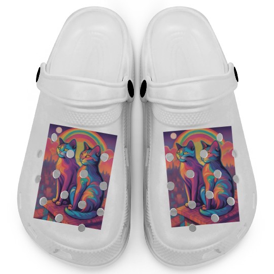 Cat painting red black cat Clogs