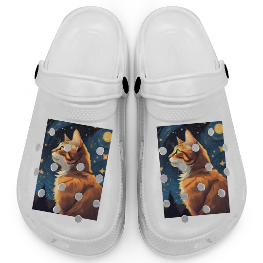 Cat painting red black cat Clogs