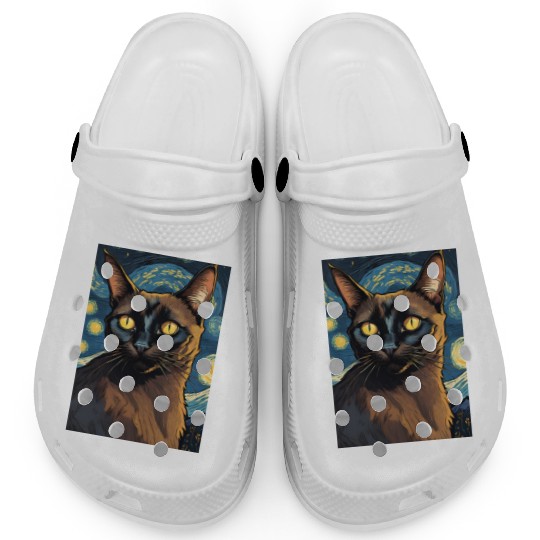 Cat painting red black cat Clogs