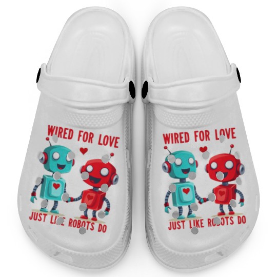 Valentine's Day Gift: Two Robots in Love on Bella Clogs