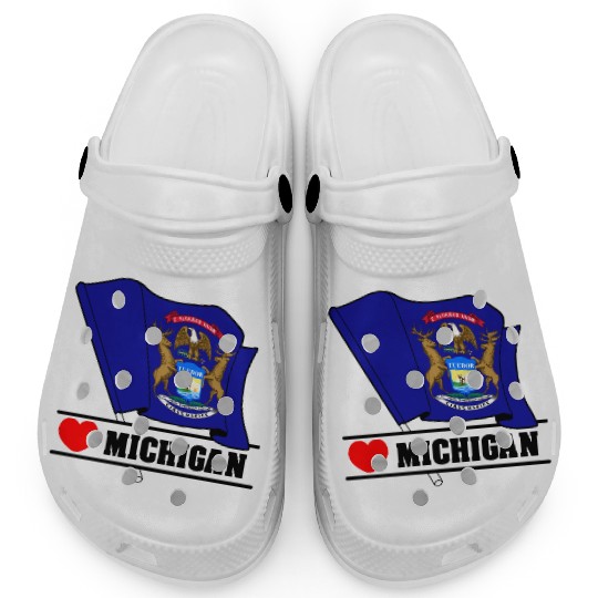 Michigan flag heart 'MICHIGAN' Clogs