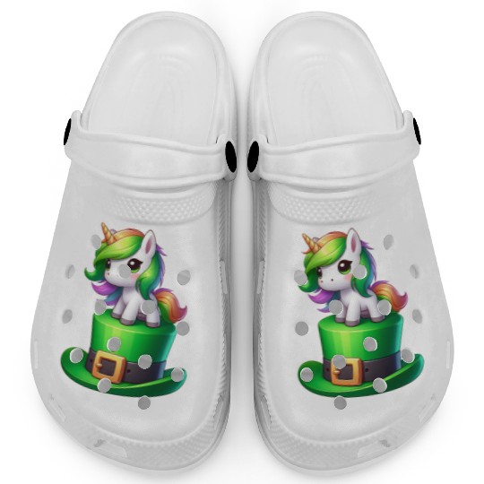 Cute Unicorn St. Patrick's Day Clover Clogs
