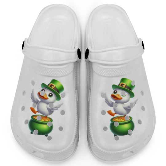 Cute St. Patrick's Day Duck Top Hat Clover Clogs