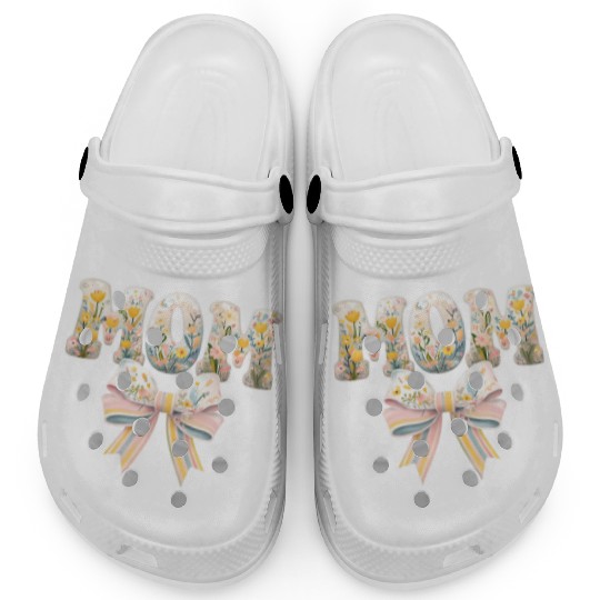 Floral MOM Design with Pastel Bow Clogs