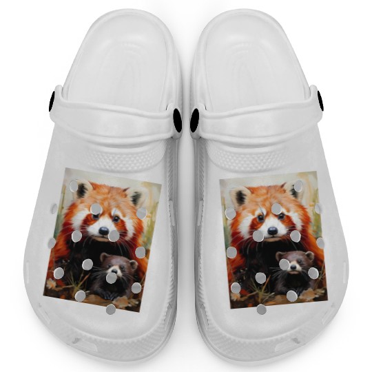 Red Panda & Otter – Cute Animal Friends Illustrati Clogs