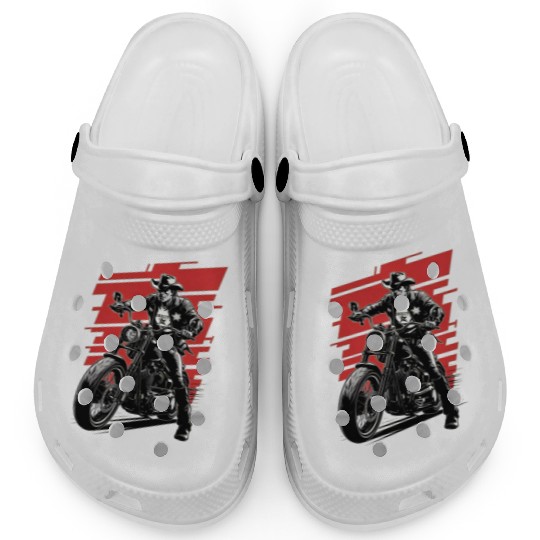 Sheriff Riding Motorcycle Illustration Clogs