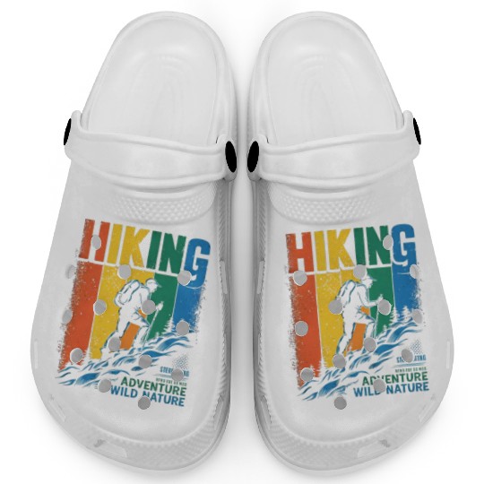 Colorful Hiking Adventure Design Clogs