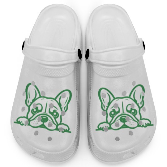French Bulldog Frenchie Sweet Face Green Clogs