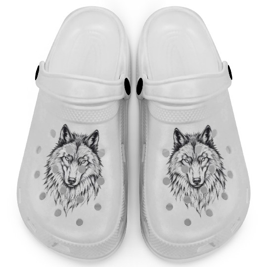 Wolf Face: Majestic and Wild Clogs