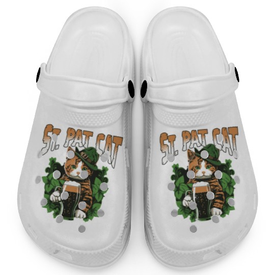 Funny St. Patricks Day Drinking Cat Clogs
