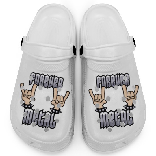 Forever Metal Heavy Metal Devil Horns Hand Gesture Clogs