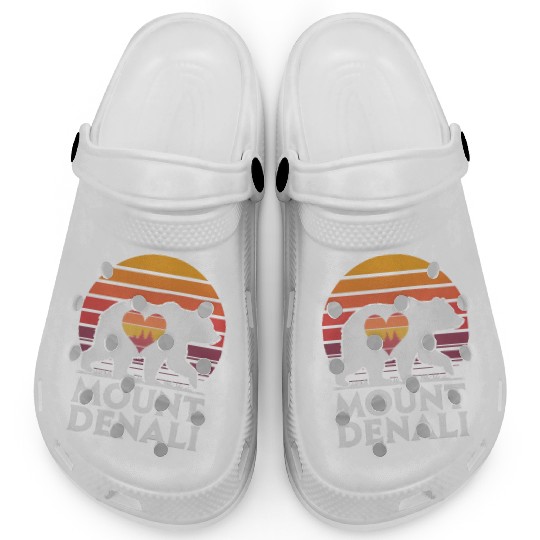 Retro Mount Denali Bear Sunset Art Clogs