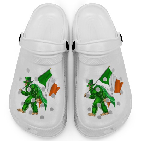 St. Patrick's Day Bigfoot Ireland Flag Clogs
