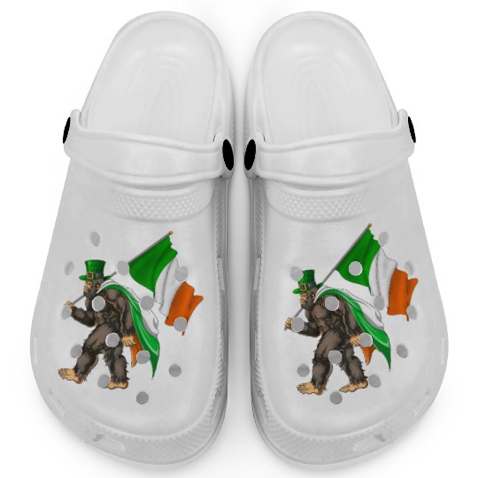 St. Patrick's Day Bigfoot Ireland Flag Clogs
