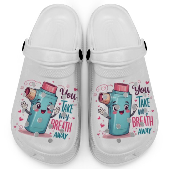 You Take My Breath Away Funny Inhaler Cartoon Clogs