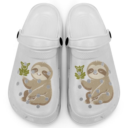 Taurus Zodiac Sloth with Leaf Symbol Serenity Clogs
