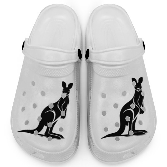 Wild Animal Silhouette With Typical Kangaroo Pose Clogs
