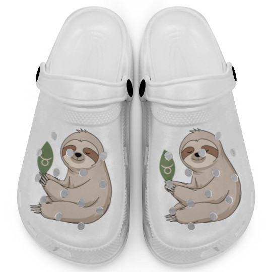Taurus Zodiac Sloth Embracing Serenity Clogs