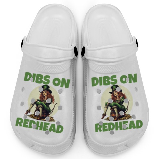 Funny Irish St Patricks Shamrock Dibs On Redhead Clogs
