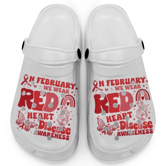 In February We Wear Red Rainbow CHD Awareness Clogs