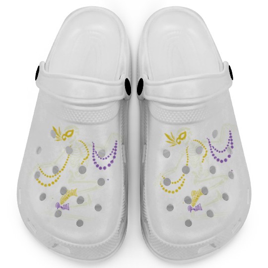 Mardi Gras Skeleton Dance Beads Mask Fun Clogs