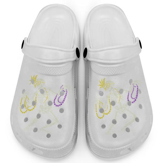 Mardi Gras Skeleton With Beads Dance Clogs