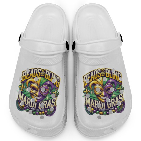 Beads And Bling Mardi Gras Mask Extravaganza Clogs